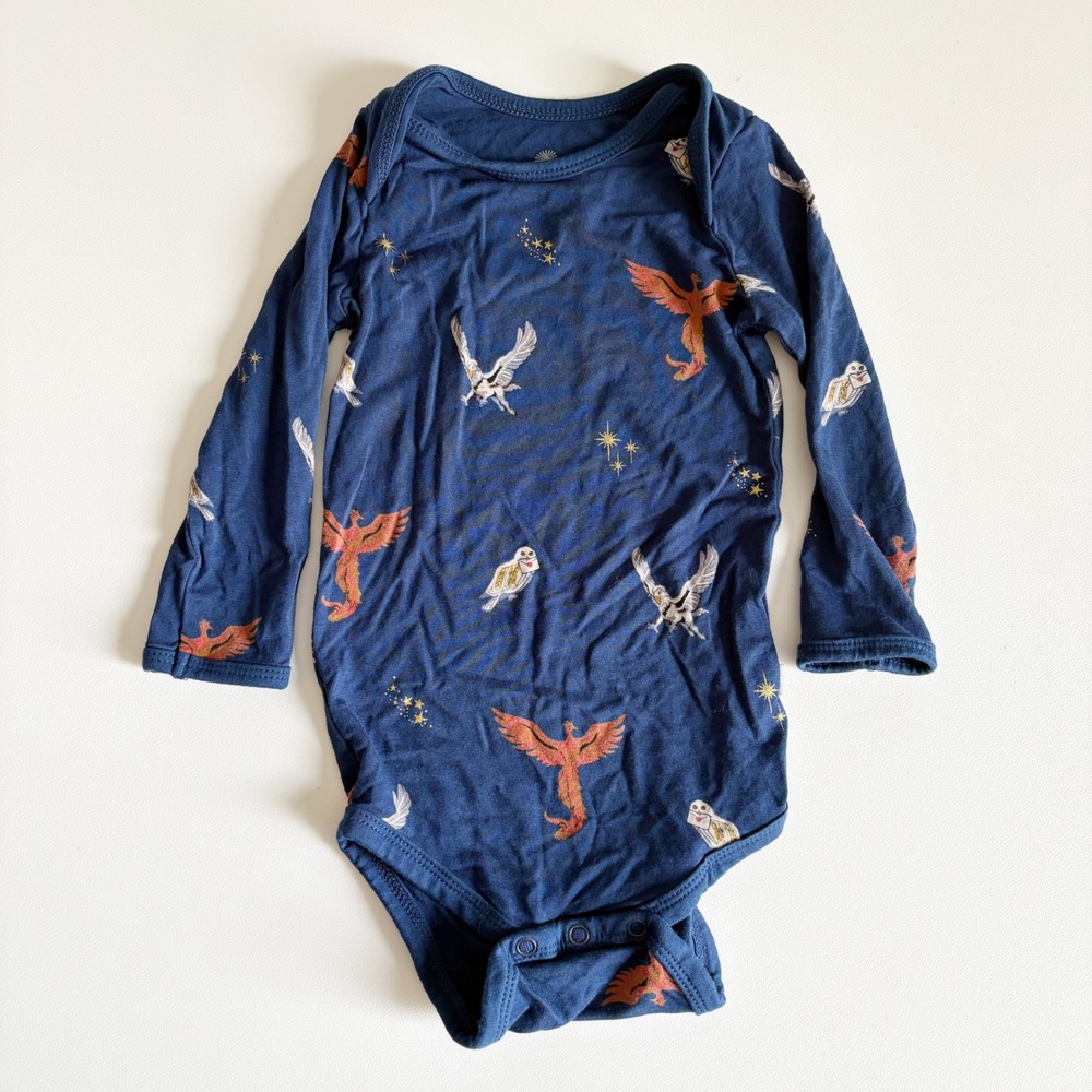 Kyte Baby x Harry Potter Bamboo Hedwig Fawkes Magical Bodysuit Size 6-12M